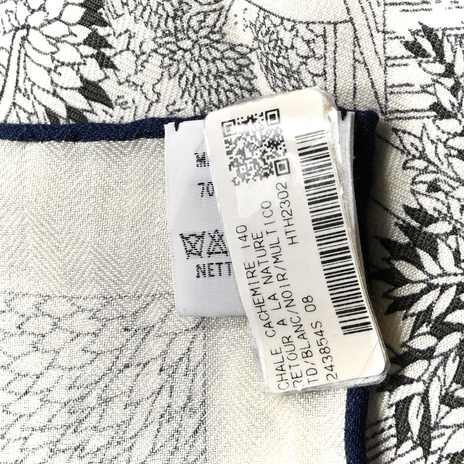 Hermes Cashmere Silk Retour a la Nature Shawl 140 White Black Multicolor 3 of 6