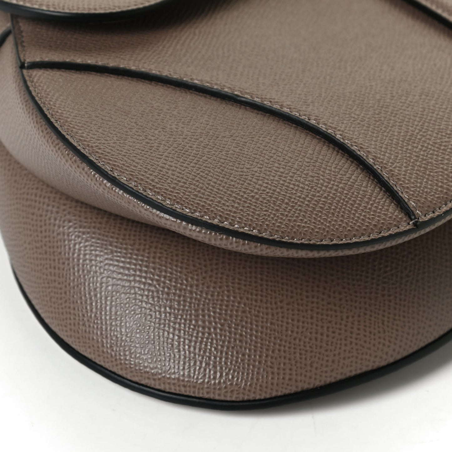 Grained Calfskin Saddle Bag Warm Taupe