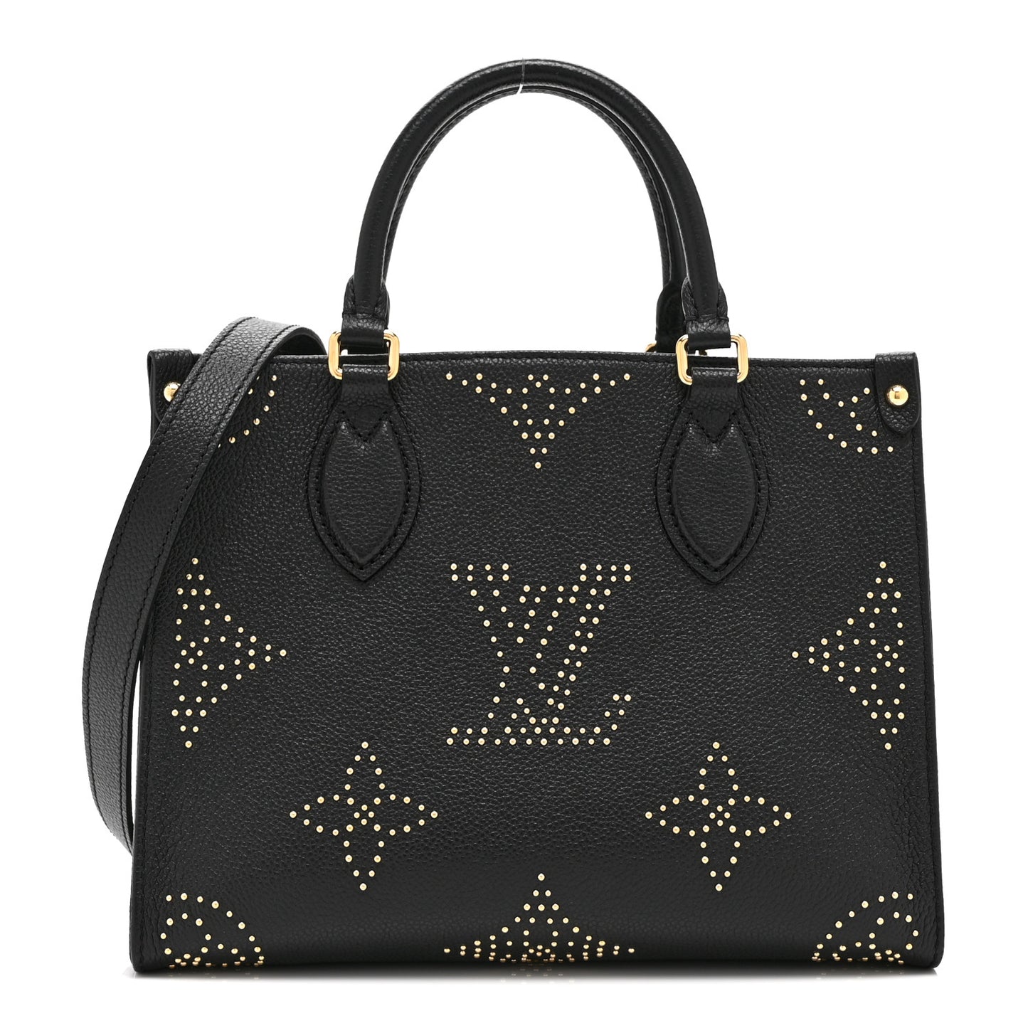 Grained Calfskin Studded Monogram Giant Onthego PM Black