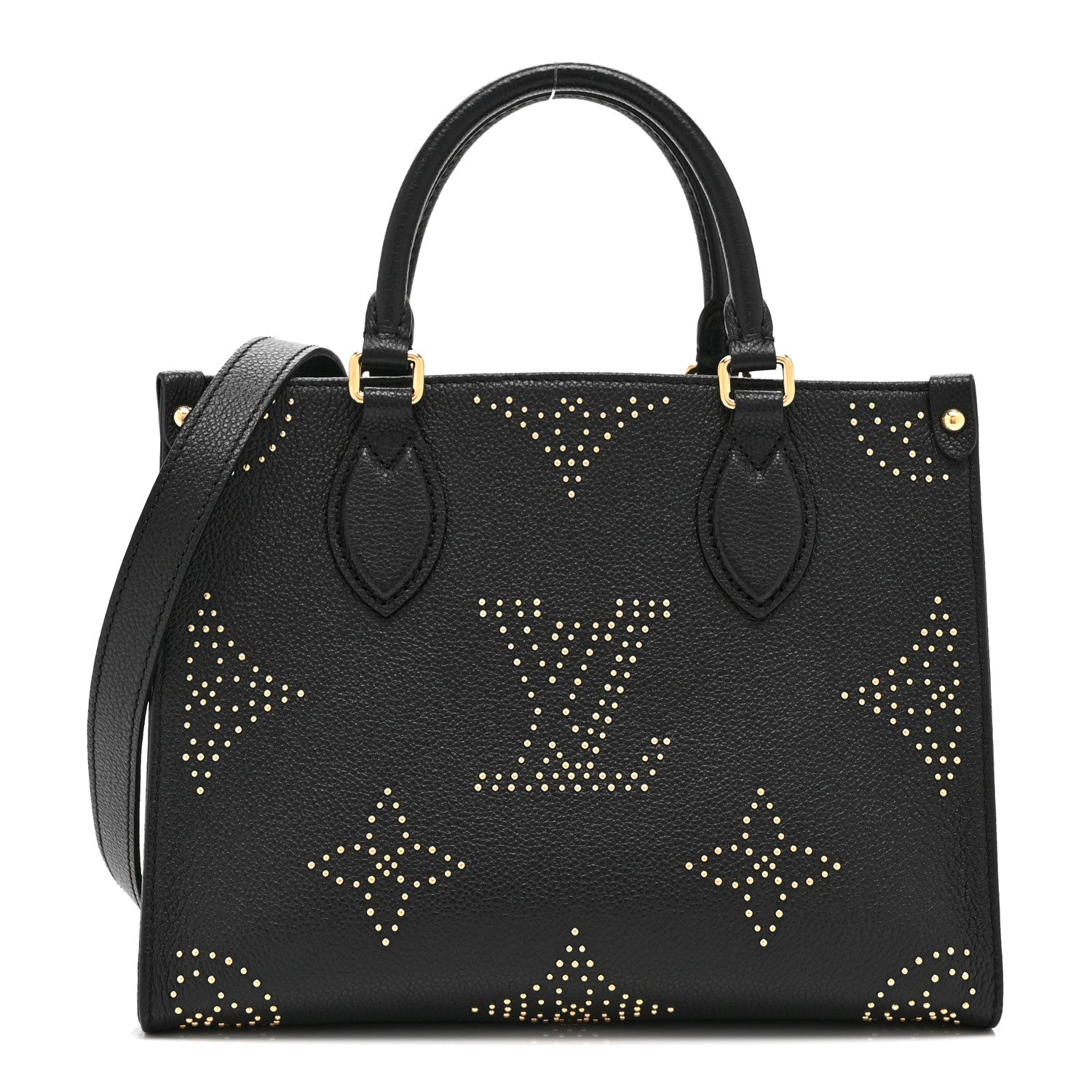 Louis Vuitton Grained Calfskin Studded Monogram Giant Onthego PM Black 1 of 9