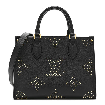 Louis Vuitton Grained Calfskin Studded Monogram Giant Onthego PM Black 1 of 9