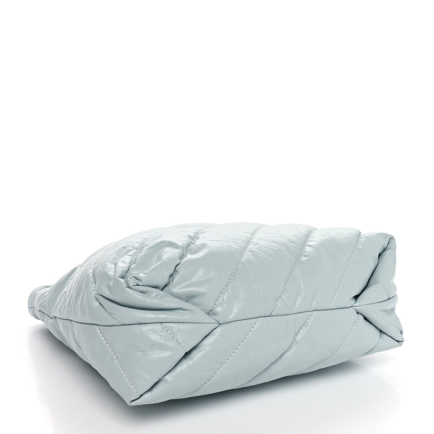 Crushed Calfskin Quilted Crush Small Tote Bag Light Blue