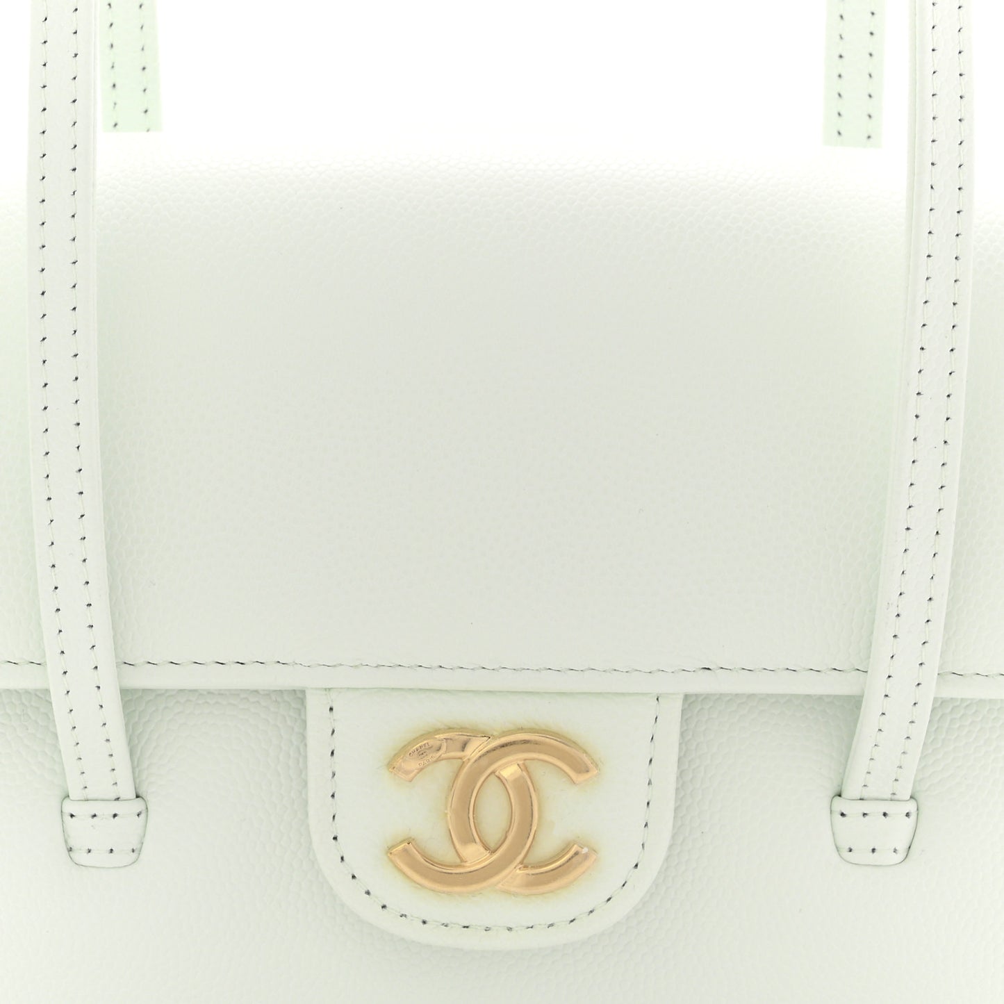 Shiny Caviar Mini Preppy Coco Shoulder Bag Light Blue