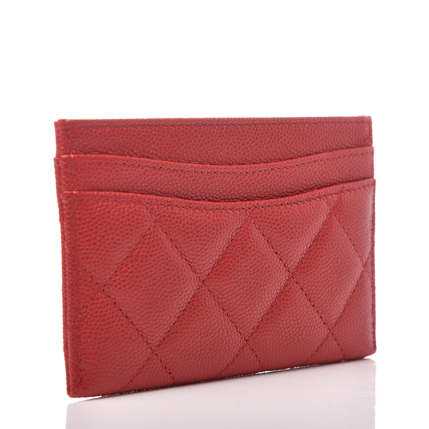 Caviar Quilted Card Holder Red