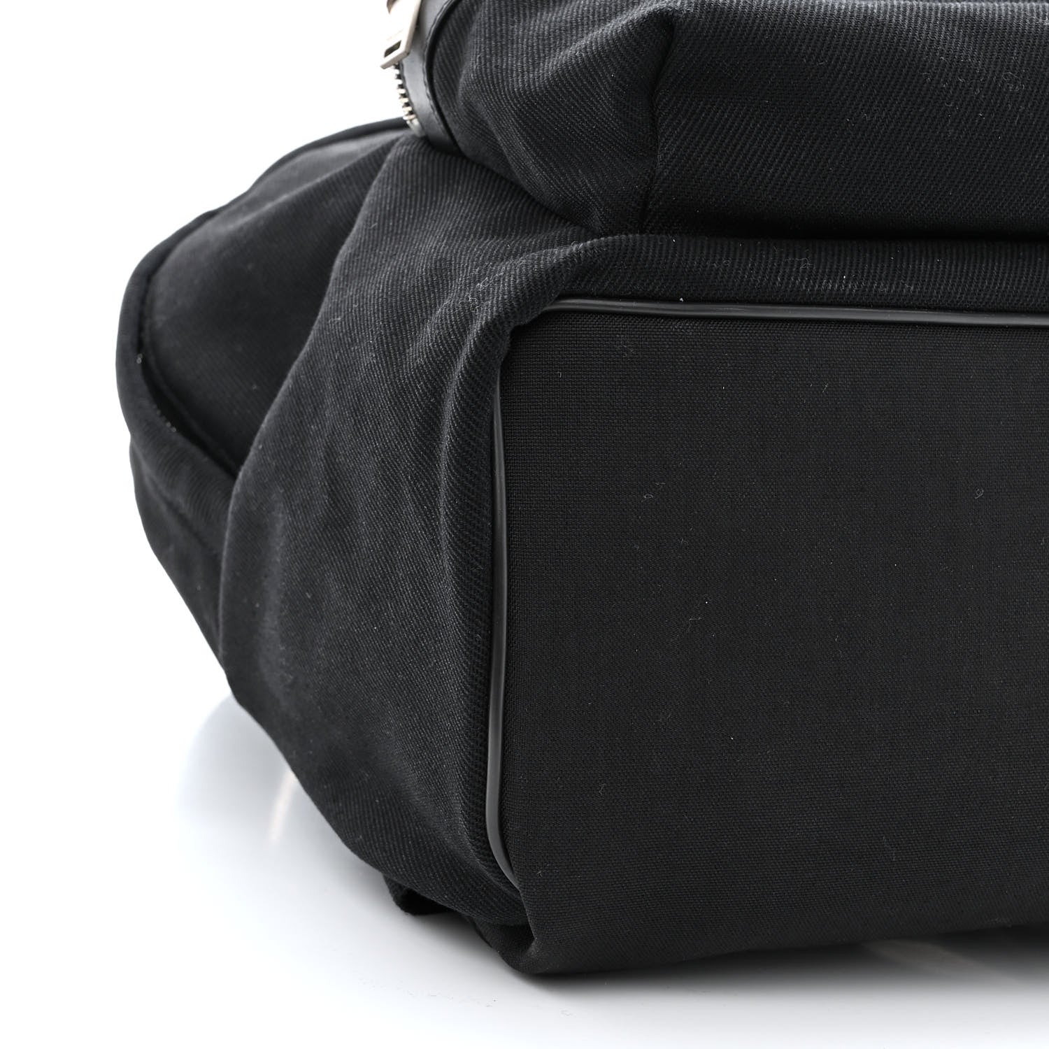 Saint Laurent Canvas Signature Embroidered City Backpack Black 10 of 11