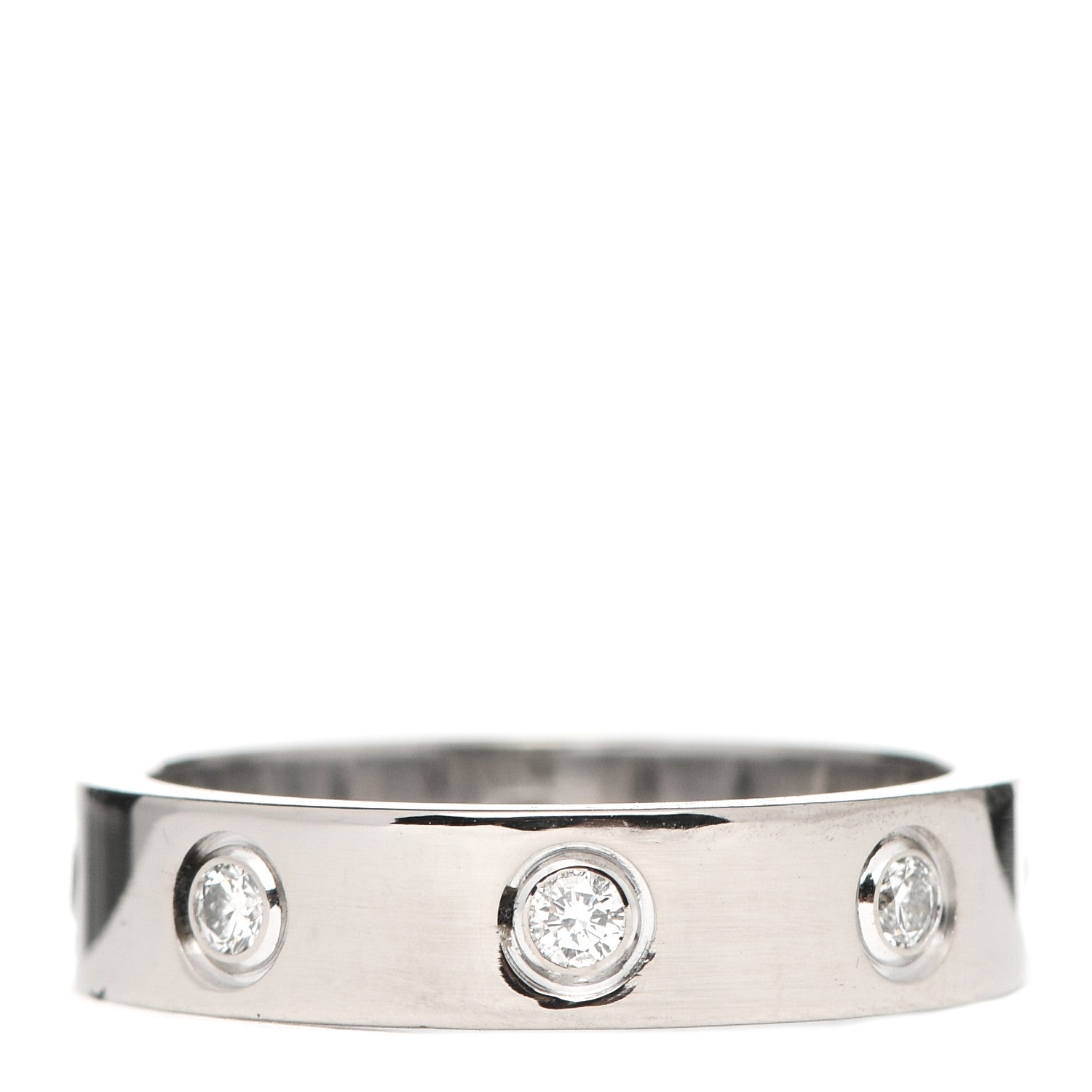 Cartier 18K White Gold 8 Diamond 4mm Wedding Band LOVE Ring 47 4 1 of 6