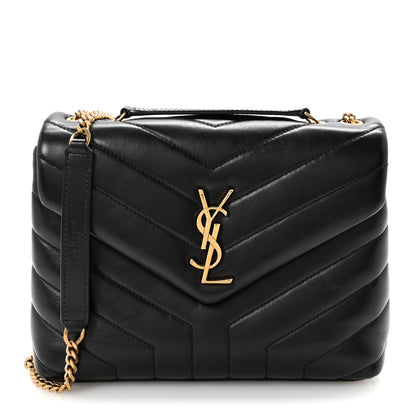 Saint Laurent Calfskin Y Quilted Monogram Small Loulou Chain Satchel Black 1 of 10