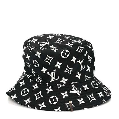 Louis Vuitton Nylon Monogram Reversible Bob Bucket Hat S Black White 6 of 13