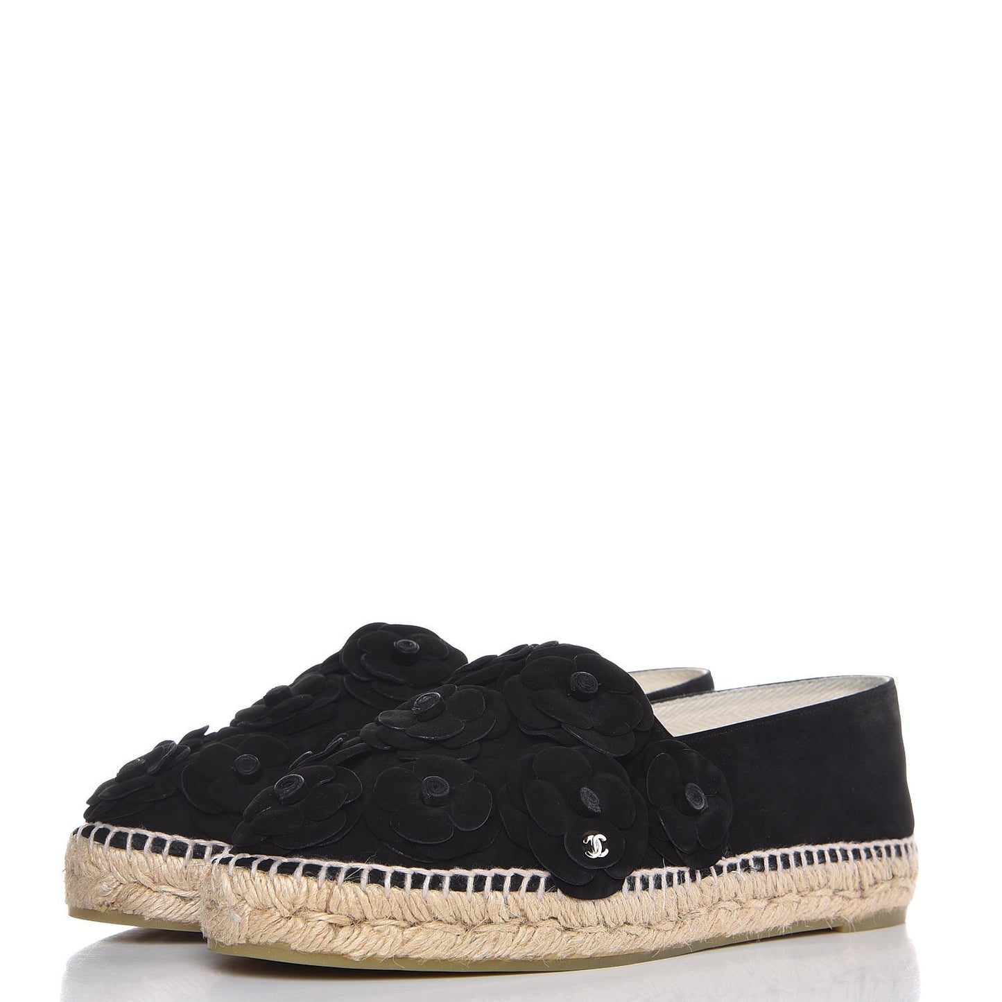 Suede Camellia CC Espadrilles 41 Black
