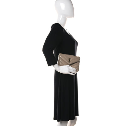 Saint Laurent Calfskin Y Quilted Monogram Toy Loulou Crossbody Bag Dark Beige 2 of 11