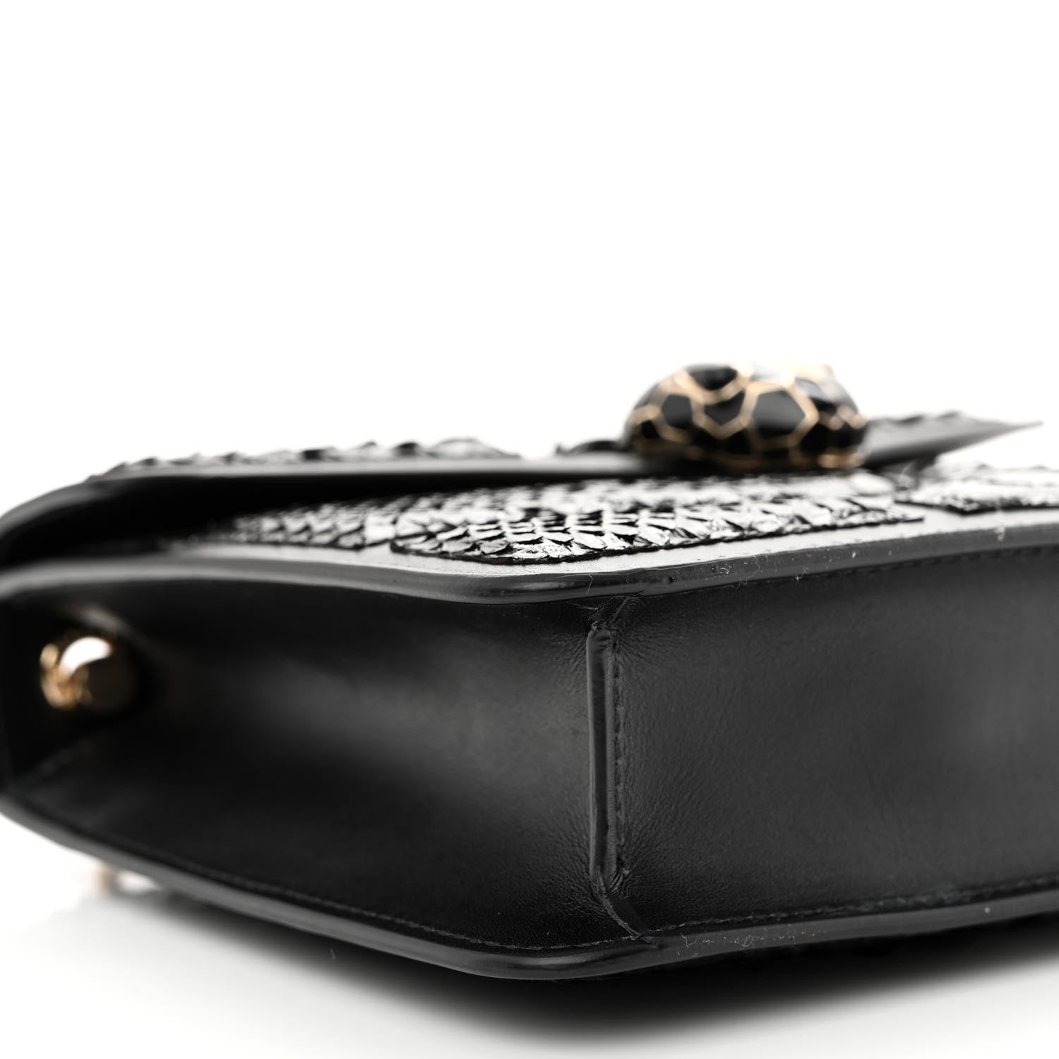 Bulgari Calfskin Snakeskin Serpenti Forever Crossbody Bag Black 11 of 12