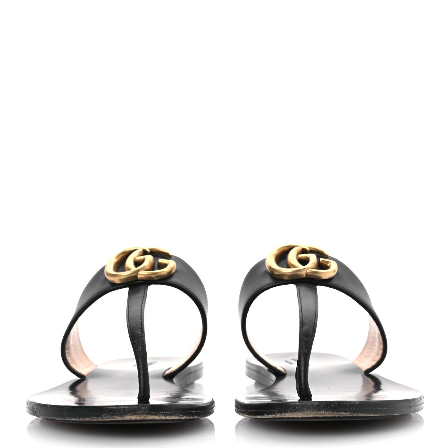 Calfskin GG Marmont Thong Sandals 36.5 Black