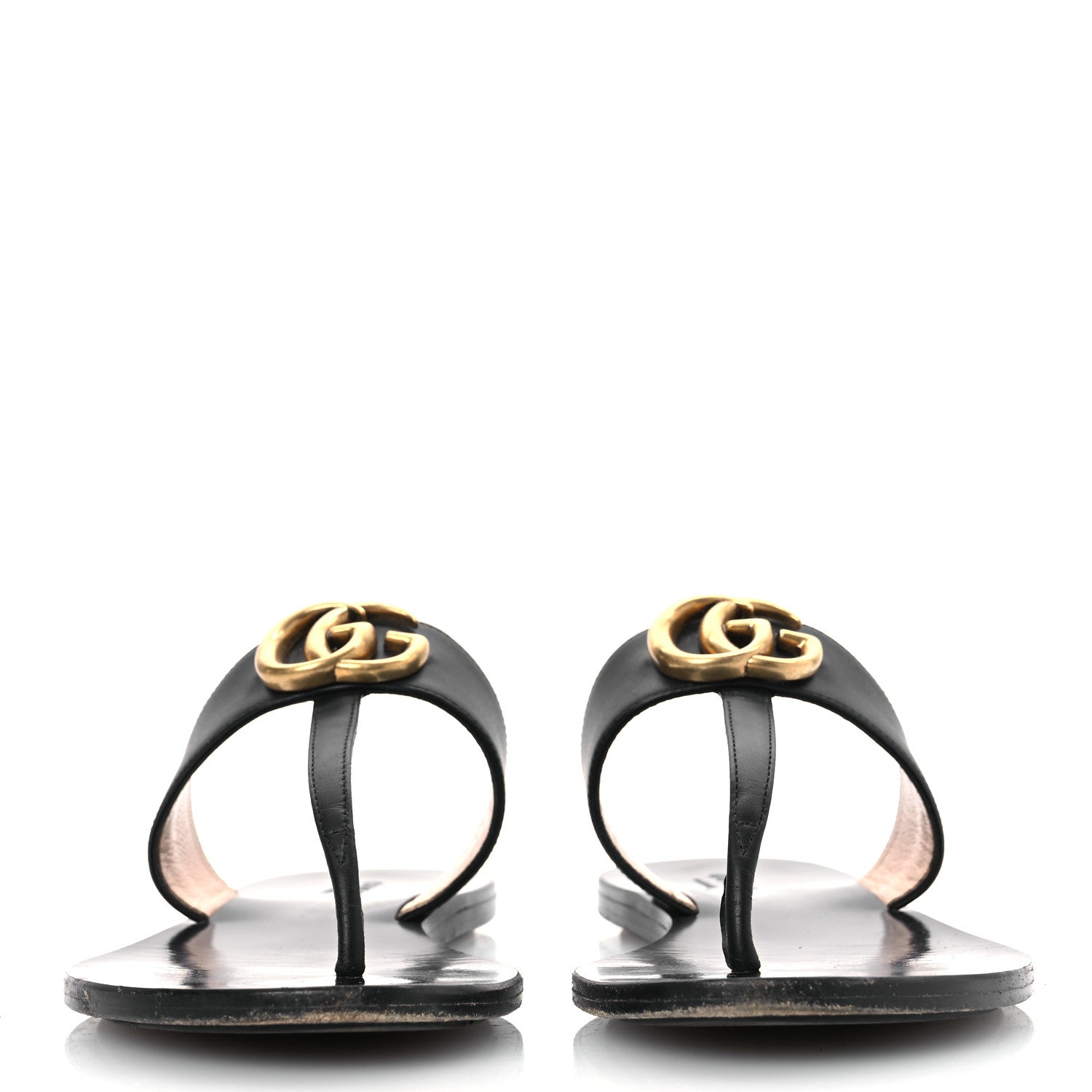 Gucci Calfskin GG Marmont Thong Sandals 36.5 Black 3 of 13