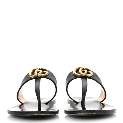 Gucci Calfskin GG Marmont Thong Sandals 36.5 Black 3 of 13