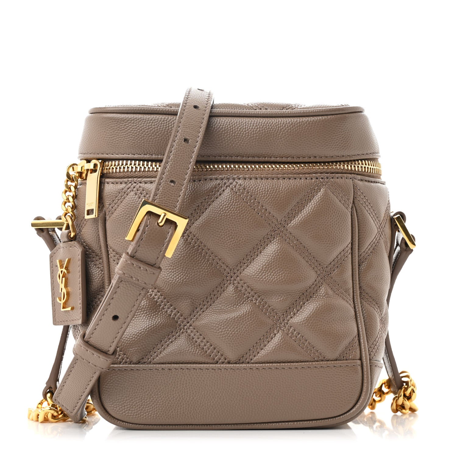 Saint Laurent Grain de Poudre Quilted 80's Vanity Bag Dark Beige 1 of 10