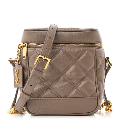 Saint Laurent Grain de Poudre Quilted 80's Vanity Bag Dark Beige 1 of 10