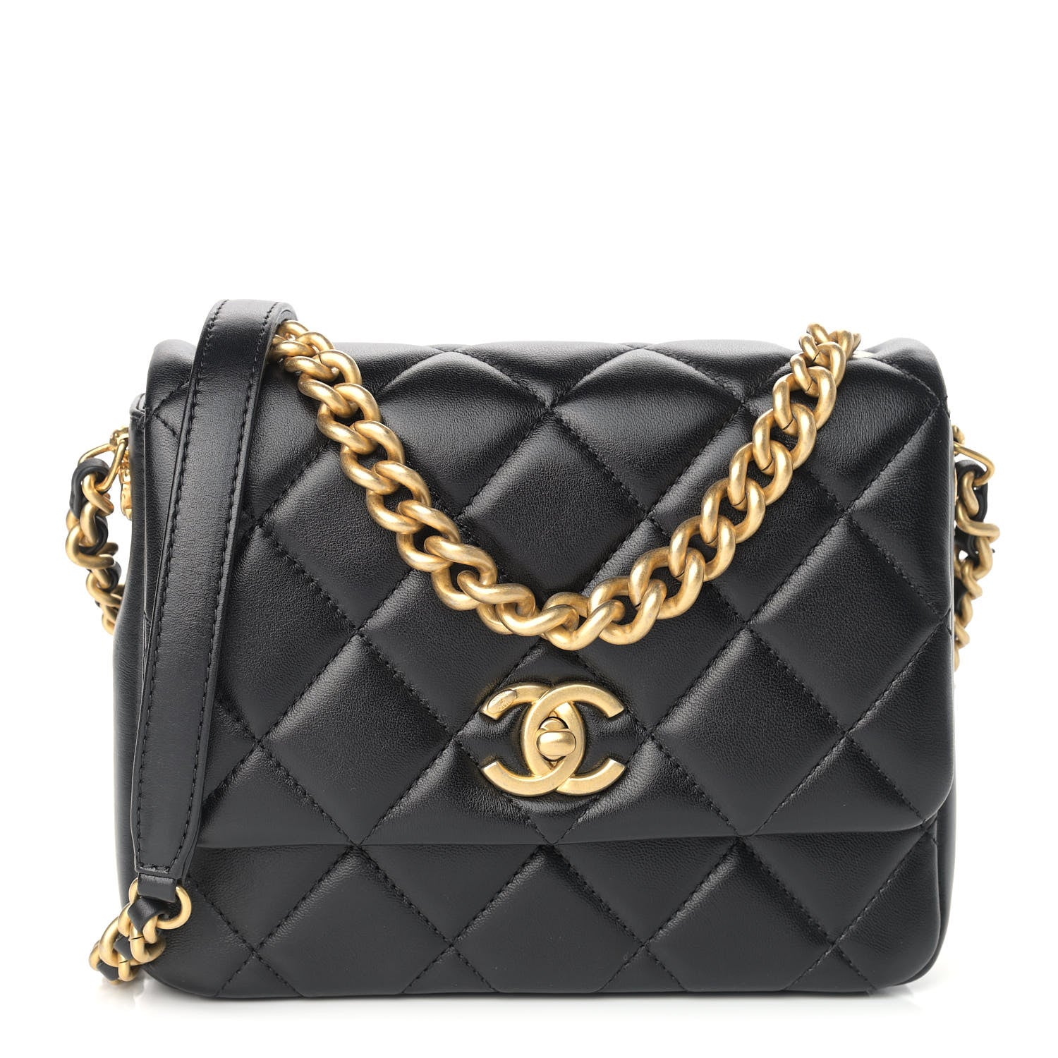 Chanel Lambskin Quilted Small Side Note Flap Black 1 of 9