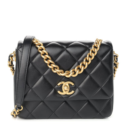 Chanel Lambskin Quilted Small Side Note Flap Black 1 of 9