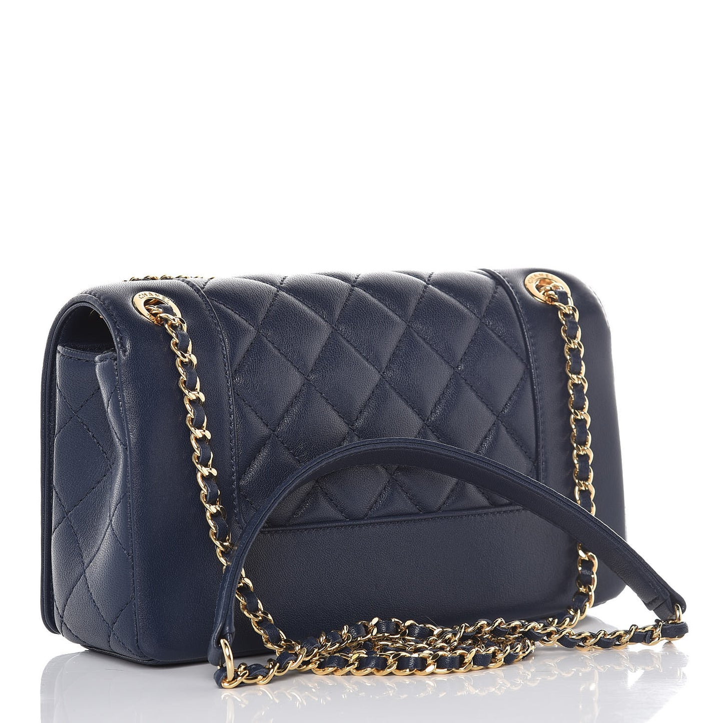 Sheepskin Quilted Small Vintage Mademoiselle Flap Navy