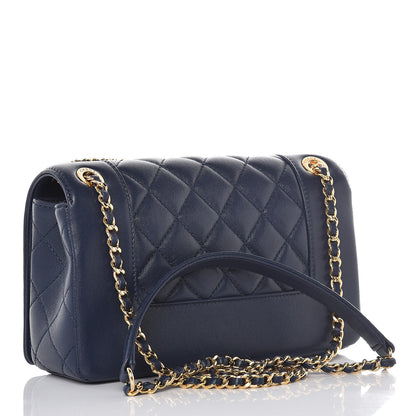 Chanel Sheepskin Quilted Small Vintage Mademoiselle Flap Navy 3 of 10