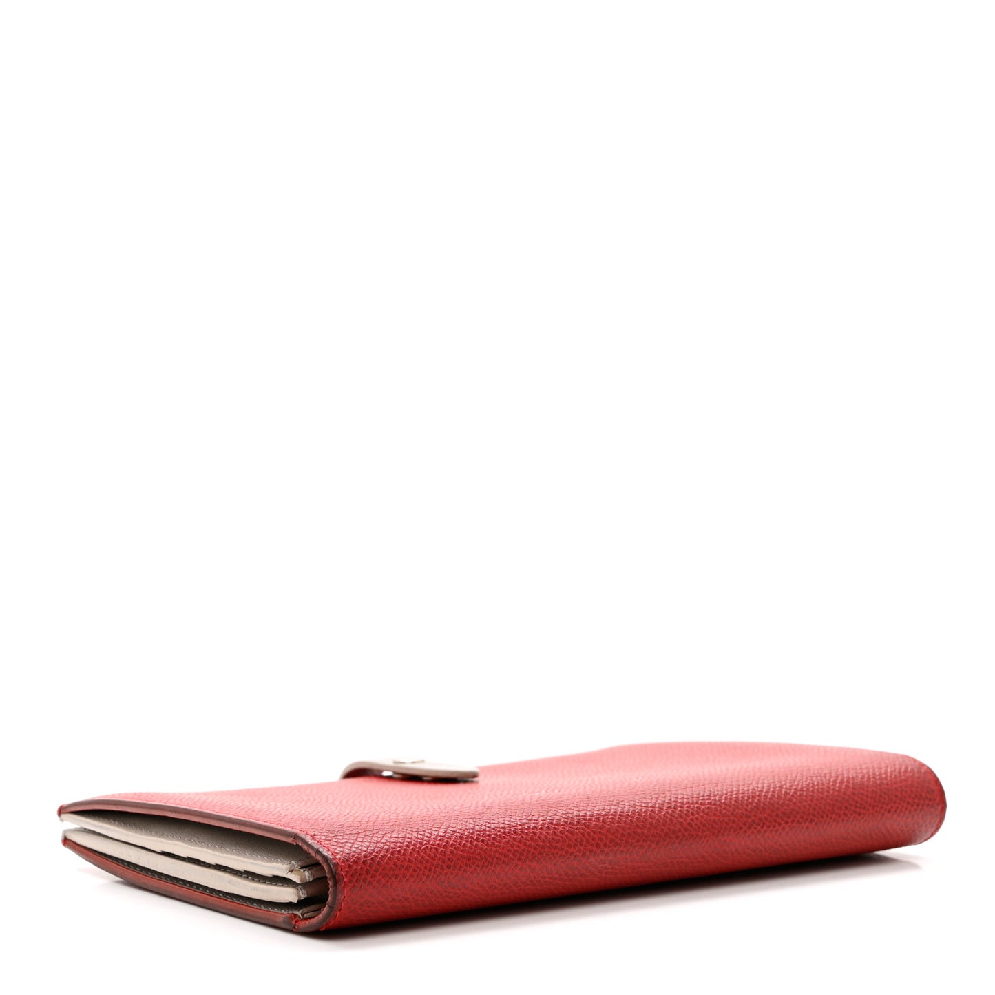Grained Calfskin Large Multifunction Strap Wallet Pop Red