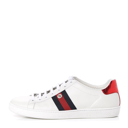 Gucci Calfskin Ayers Web Blind for Love Embroidered Womens Ace Sneakers 40.5 White 1 of 12