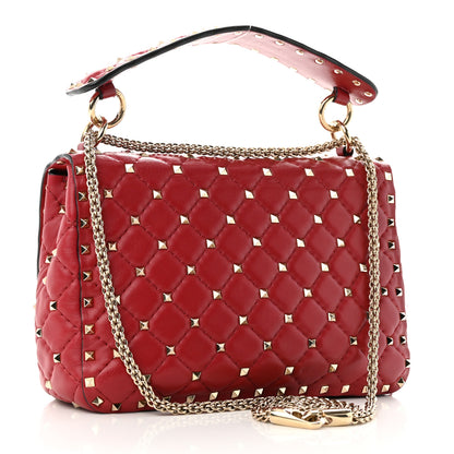 Valentino Garavani Nappa Roses Crystal Medium Rockstud Spike Shoulder Bag Red 3 of 9
