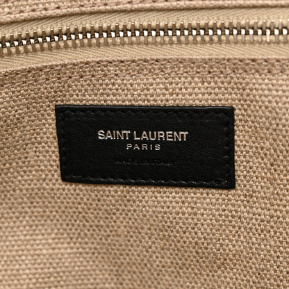 Saint Laurent Linen Calfskin Rive Gauche Tote Optic White 7 of 14