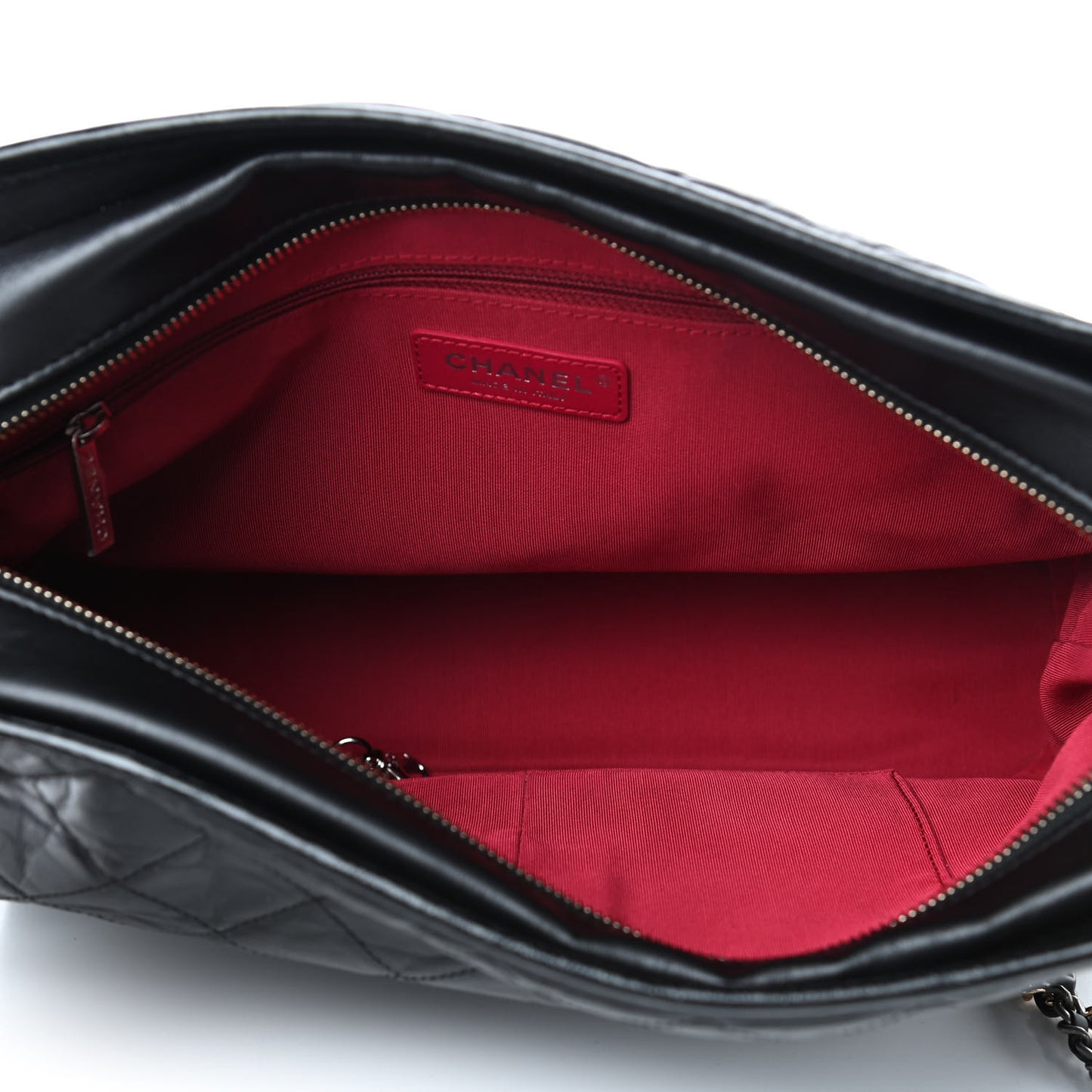 Aged Calfskin Quilted Large Gabrielle Hobo Black