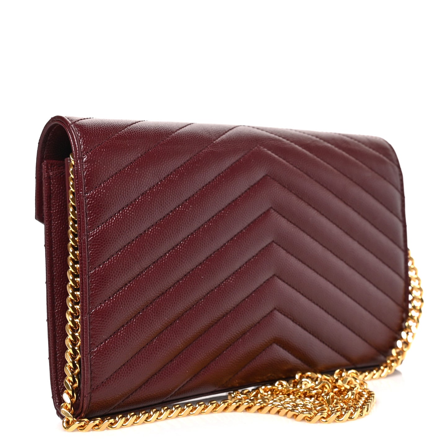 Grain De Poudre Matelasse Chevron Monogram Chain Wallet Rouge Legion