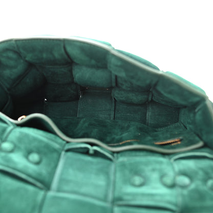 Bottega Veneta Suede Maxi Intrecciato Padded Chain Cassette Crossbody Bag Emerald Green 5 of 9