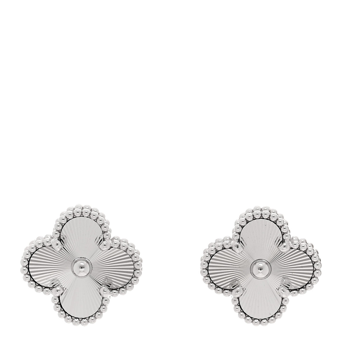 18K White Gold Guilloche Vintage Alhambra Earrings