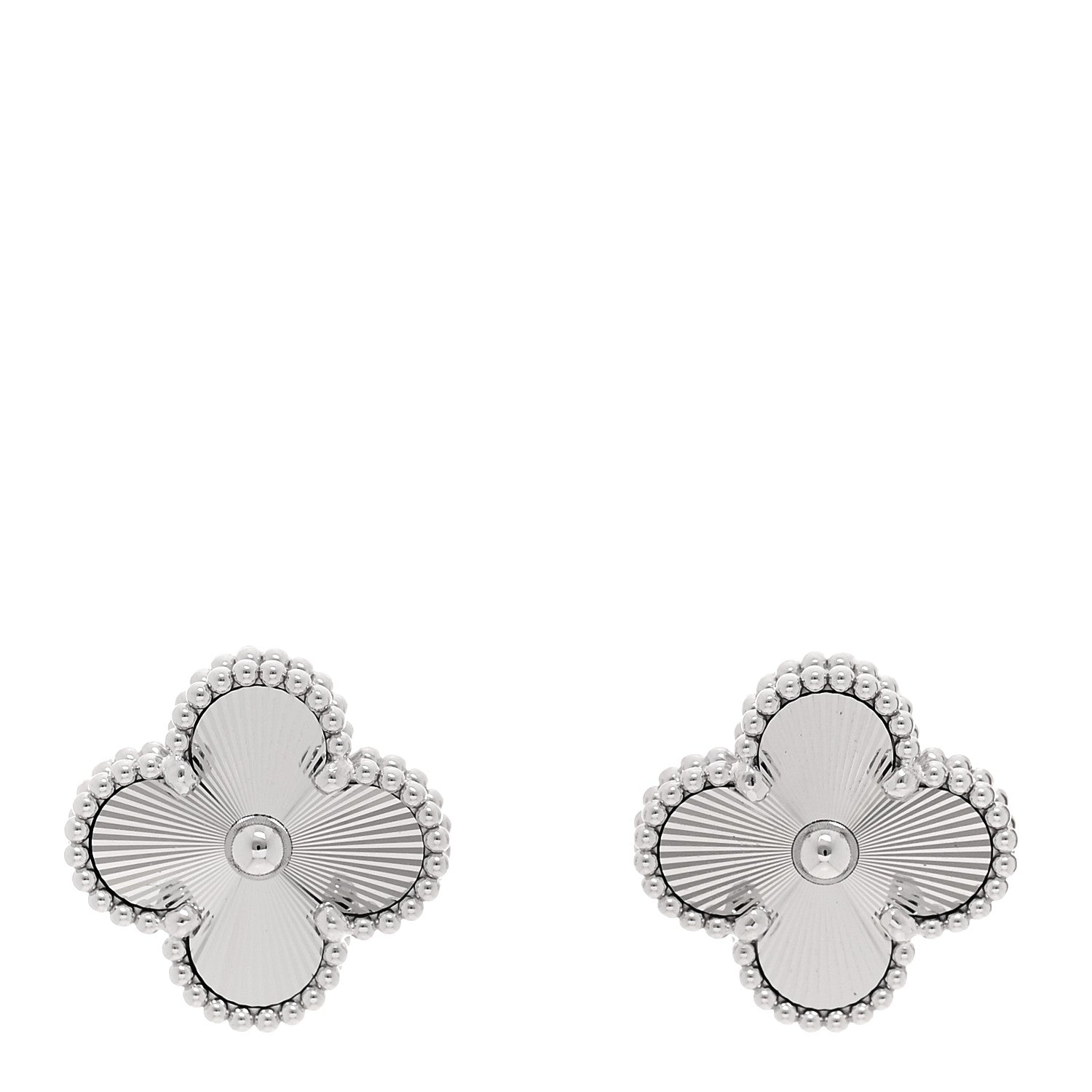 Van Cleef & Arpels 18K White Gold Guilloche Vintage Alhambra Earrings 1 of 5