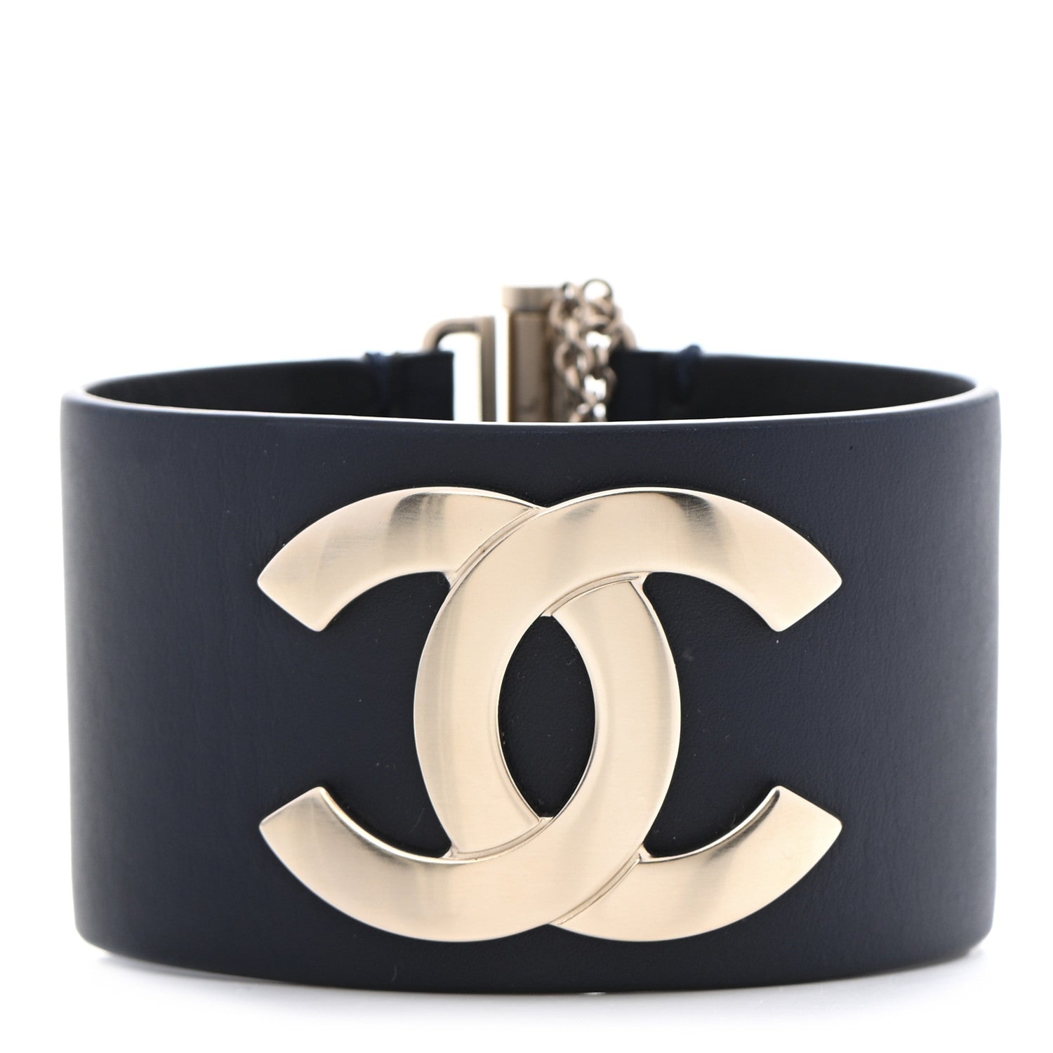 Chanel Calfskin CC Wide Cuff L Navy 1 of 7