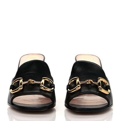Gucci Nappa Horsebit 75mm Slide Sandals 35.5 Black 2 of 9