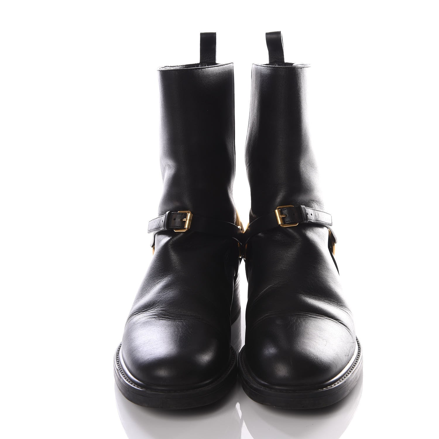 Gucci Calfskin Tess Horsebit Ankle Boots 37 Black 3 of 9