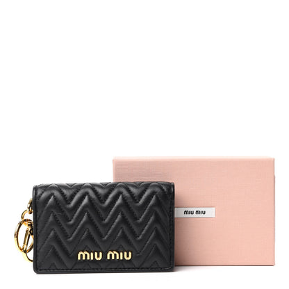 Miu Miu Nappa Impunture Flap Card Holder Key Ring Black 7 of 7