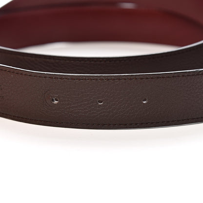 Hermes Taurillon Clemence Box 32mm Gamma Belt 95 Chocolate Rouge H 5 of 8