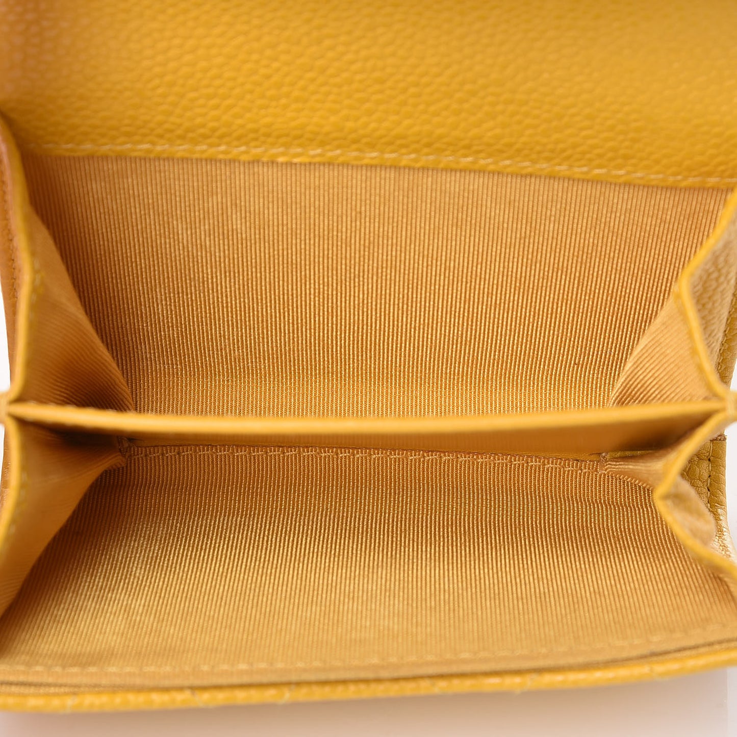 Caviar Quilted Card Holder Wallet Yellow