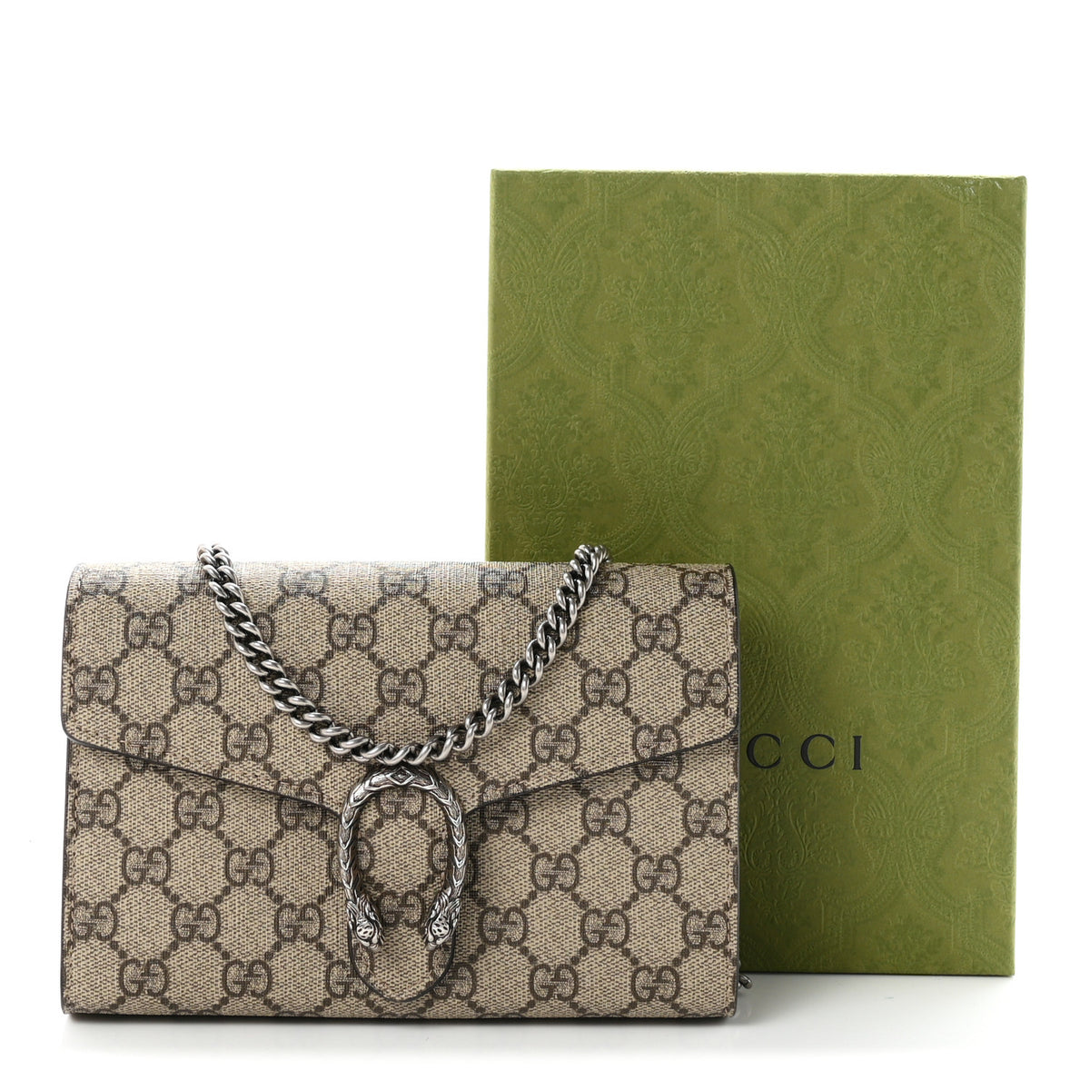 GG Supreme Monogram Mini Dionysus Chain Wallet Beige Taupe