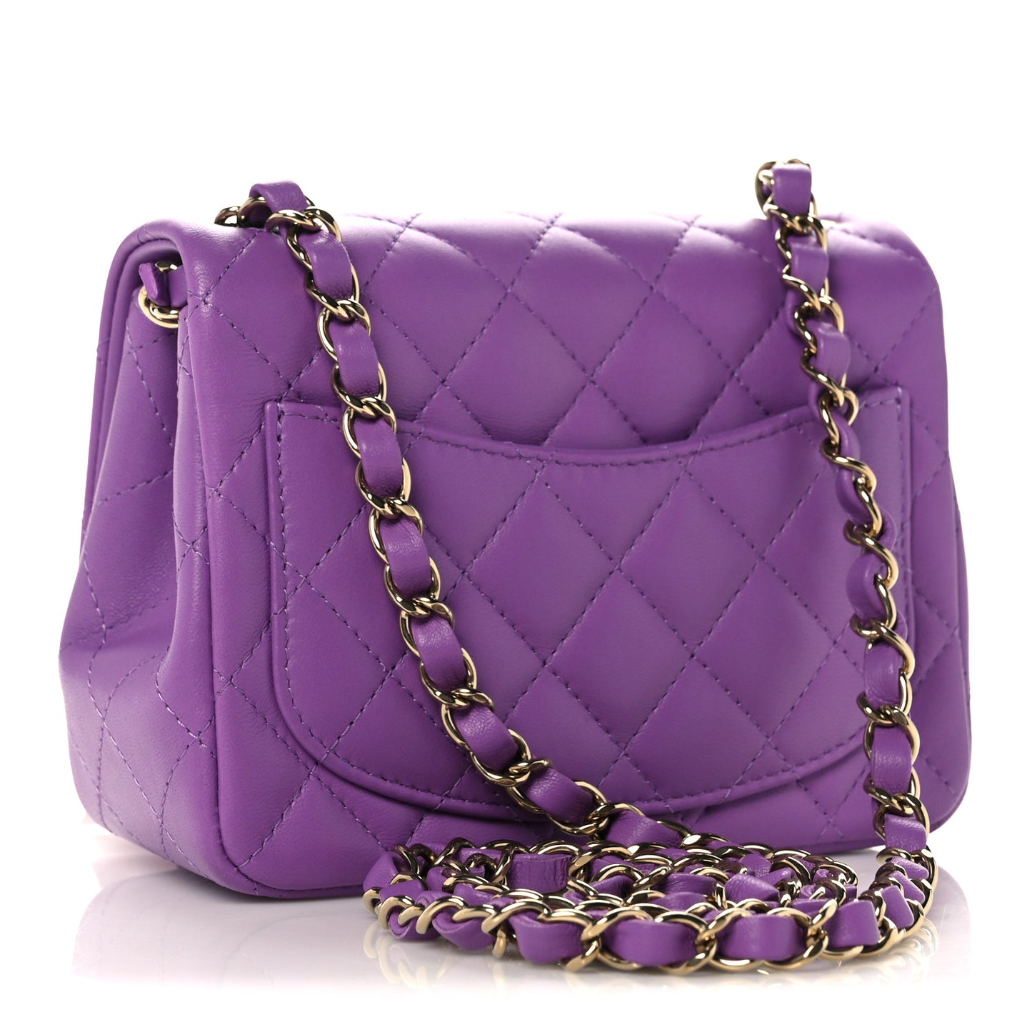 Lambskin Quilted Mini Square Flap Purple