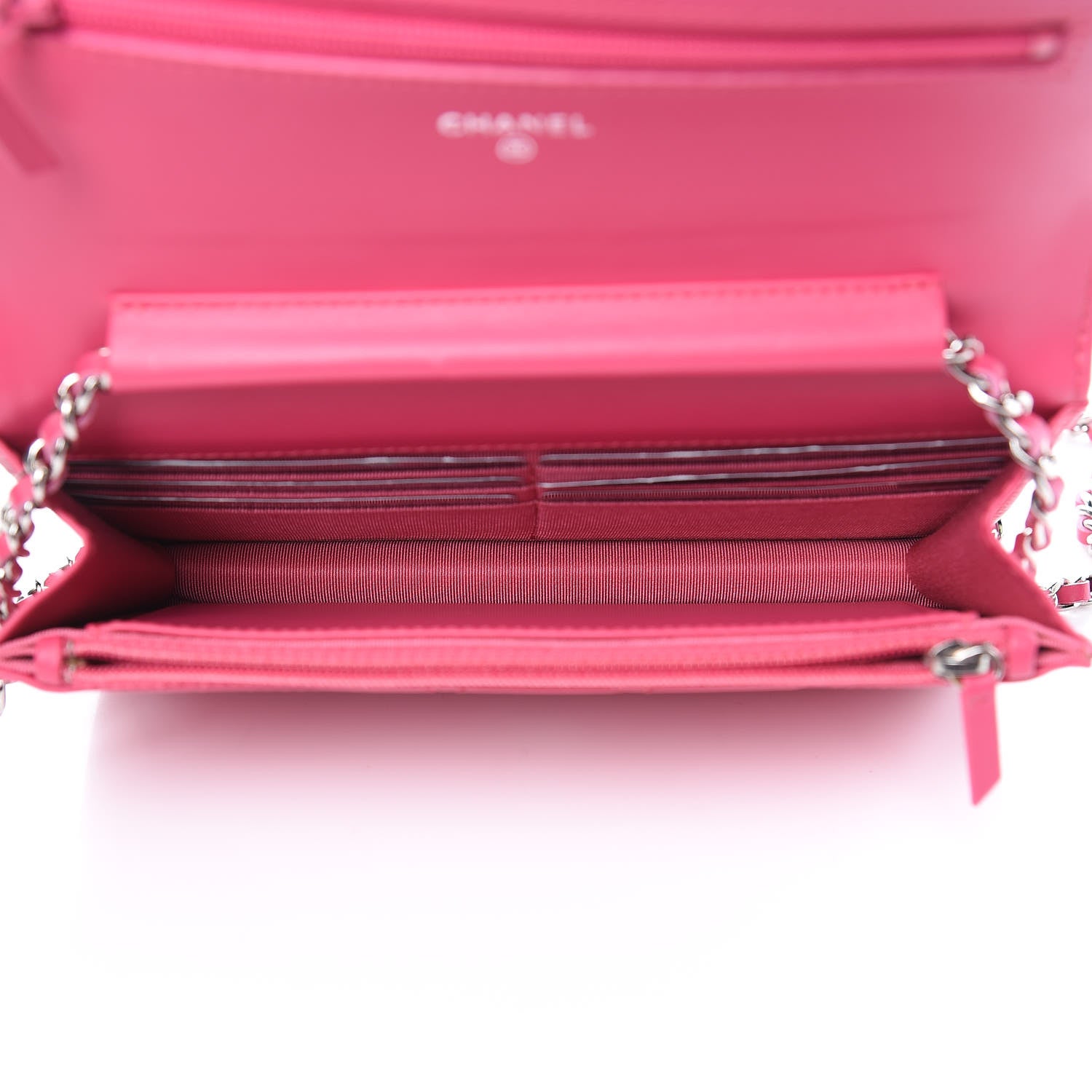 Chanel Patent Quilted Wallet On Chain WOC Fuchsia 6 of 11