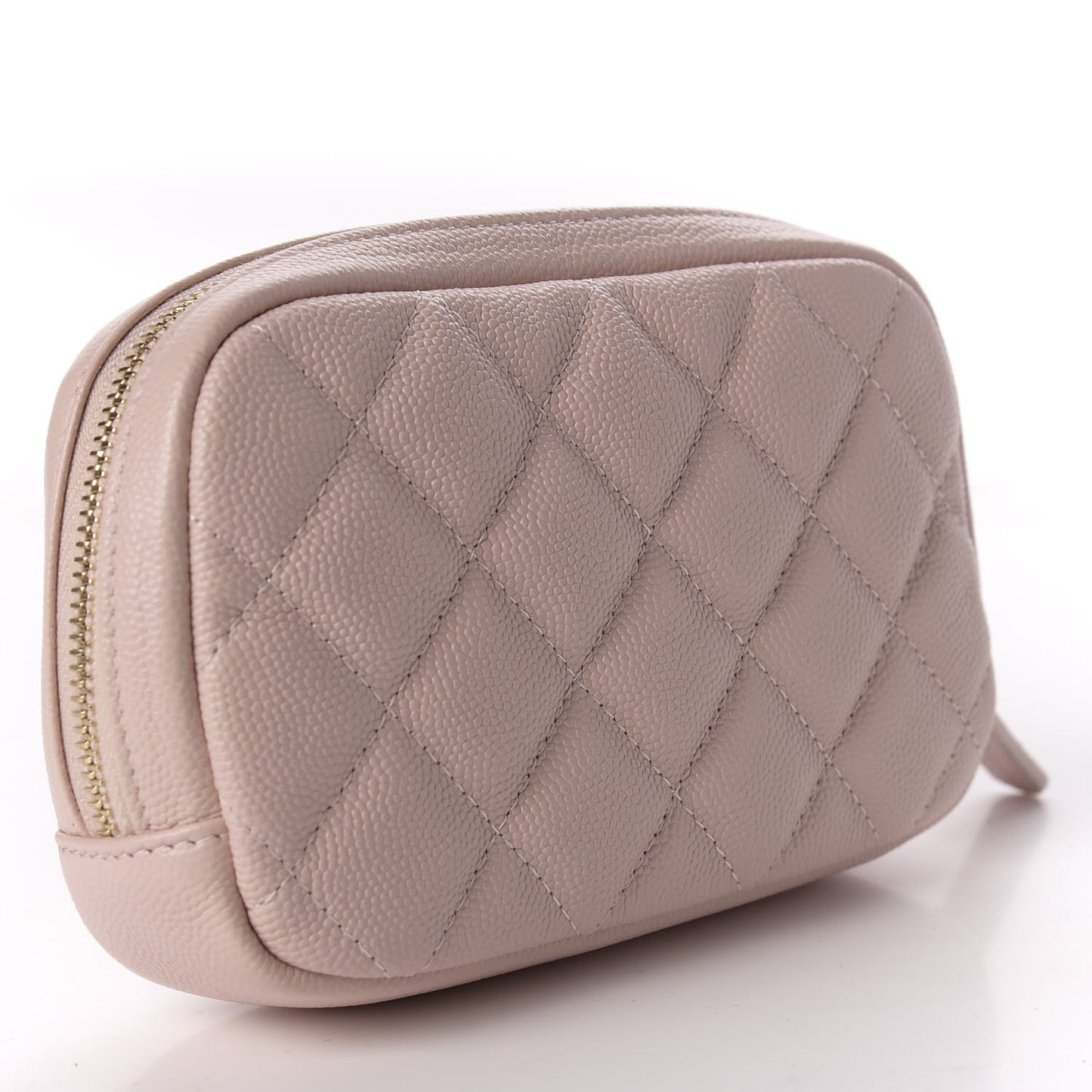 Caviar Quilted Small Curvy Pouch Cosmetic Case Light Pink
