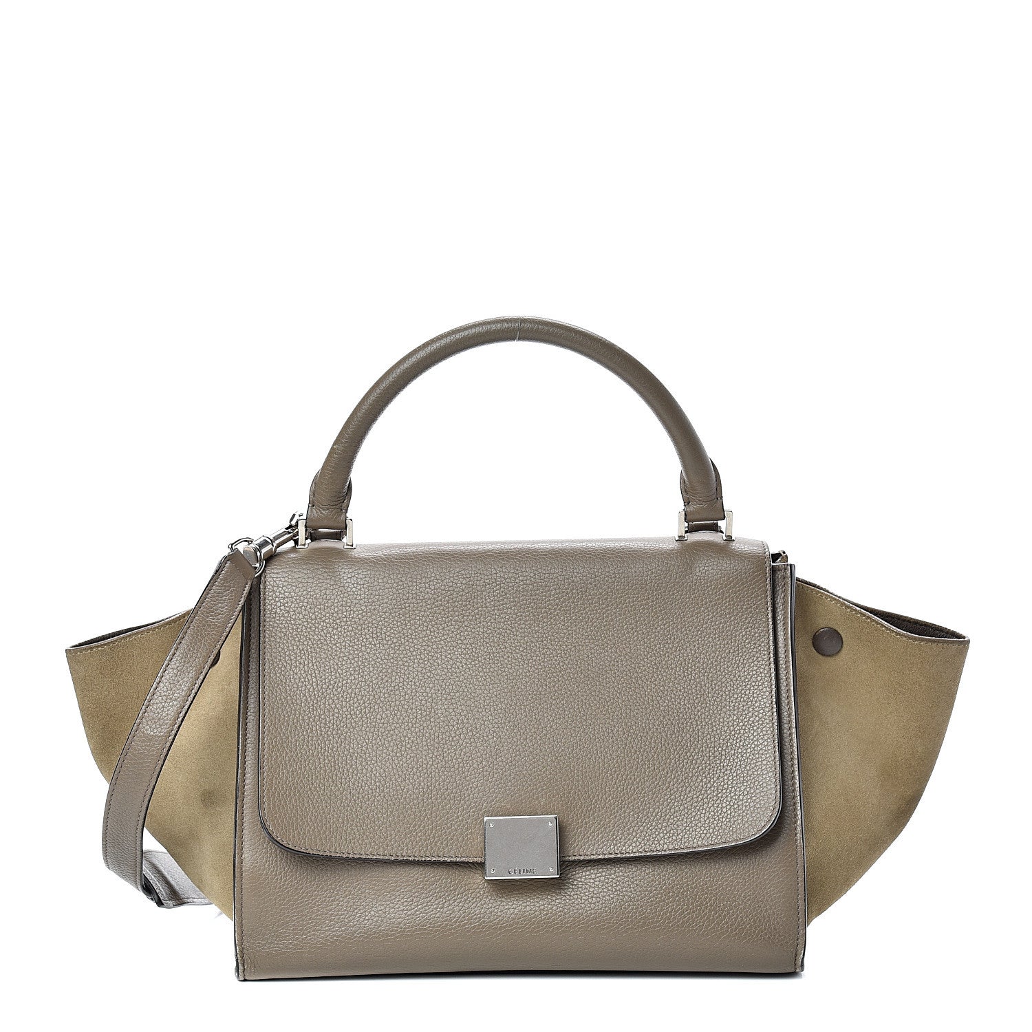 Celine Drummed Calfskin Suede Small Trapeze Souris 1 of 22