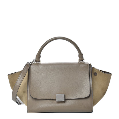 Celine Drummed Calfskin Suede Small Trapeze Souris 1 of 22