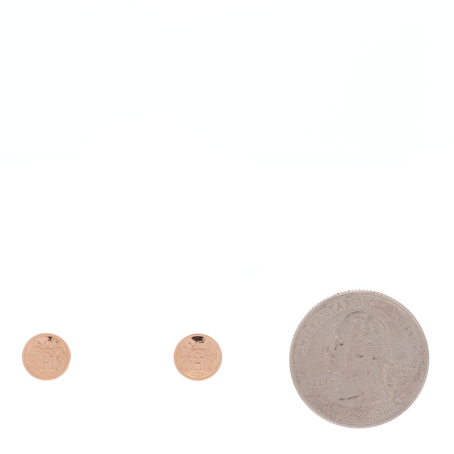 Hermes 18K Rose Gold TPM Ex-Libris Stud Earrings 2 of 4