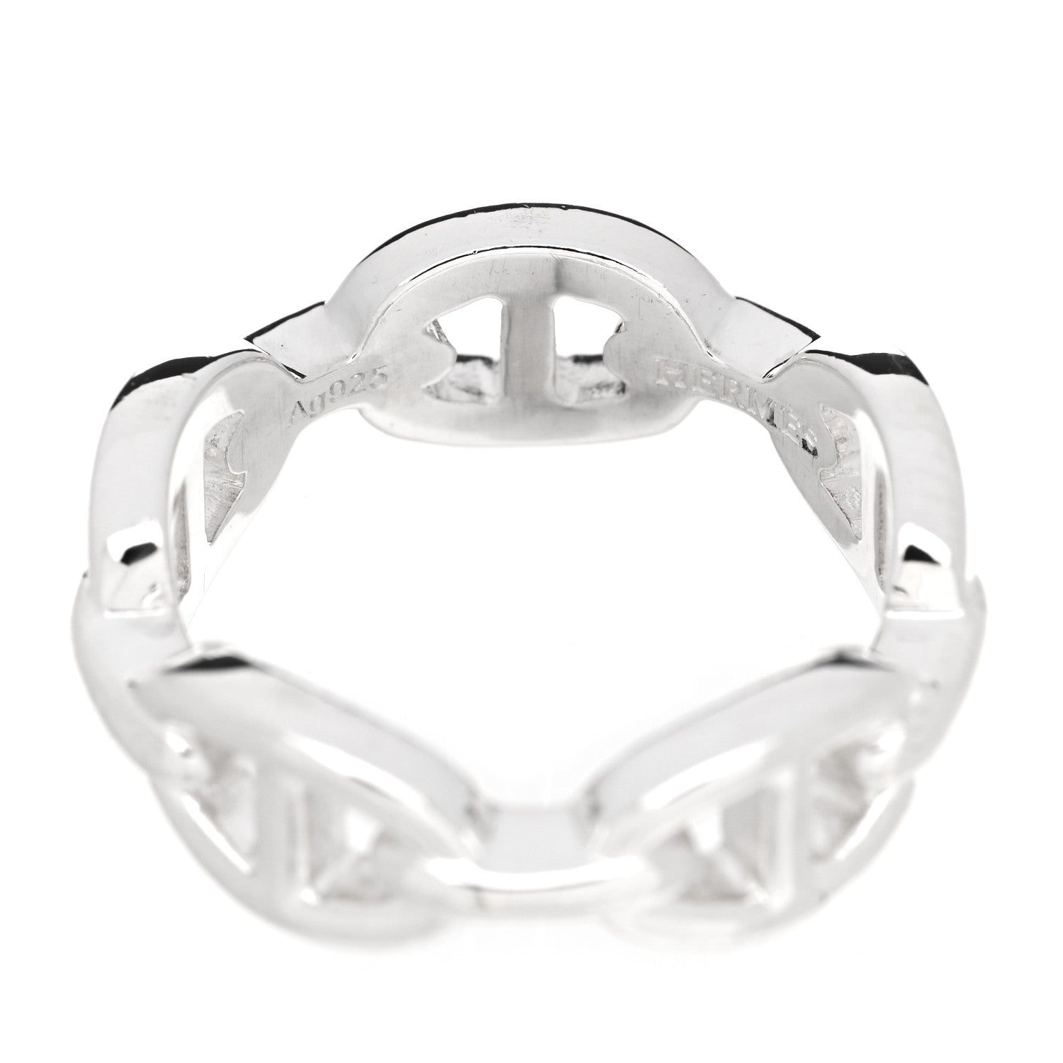 Hermes Sterling Silver PM Chaine d'Ancre Enchainee Band Ring 55 7.25 4 of 7