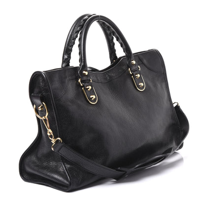 Balenciaga Chevre Gold Metallic Edge Hardware City Black 2 of 10
