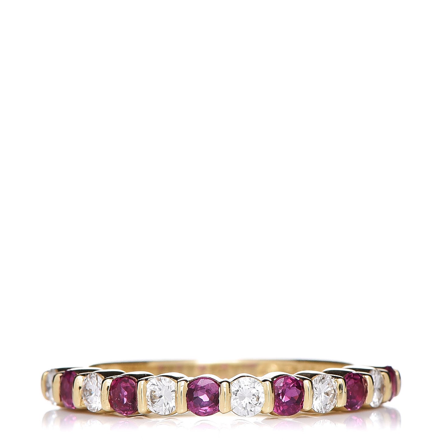 18K Yellow Gold Diamond Ruby Band Ring 48 4.25