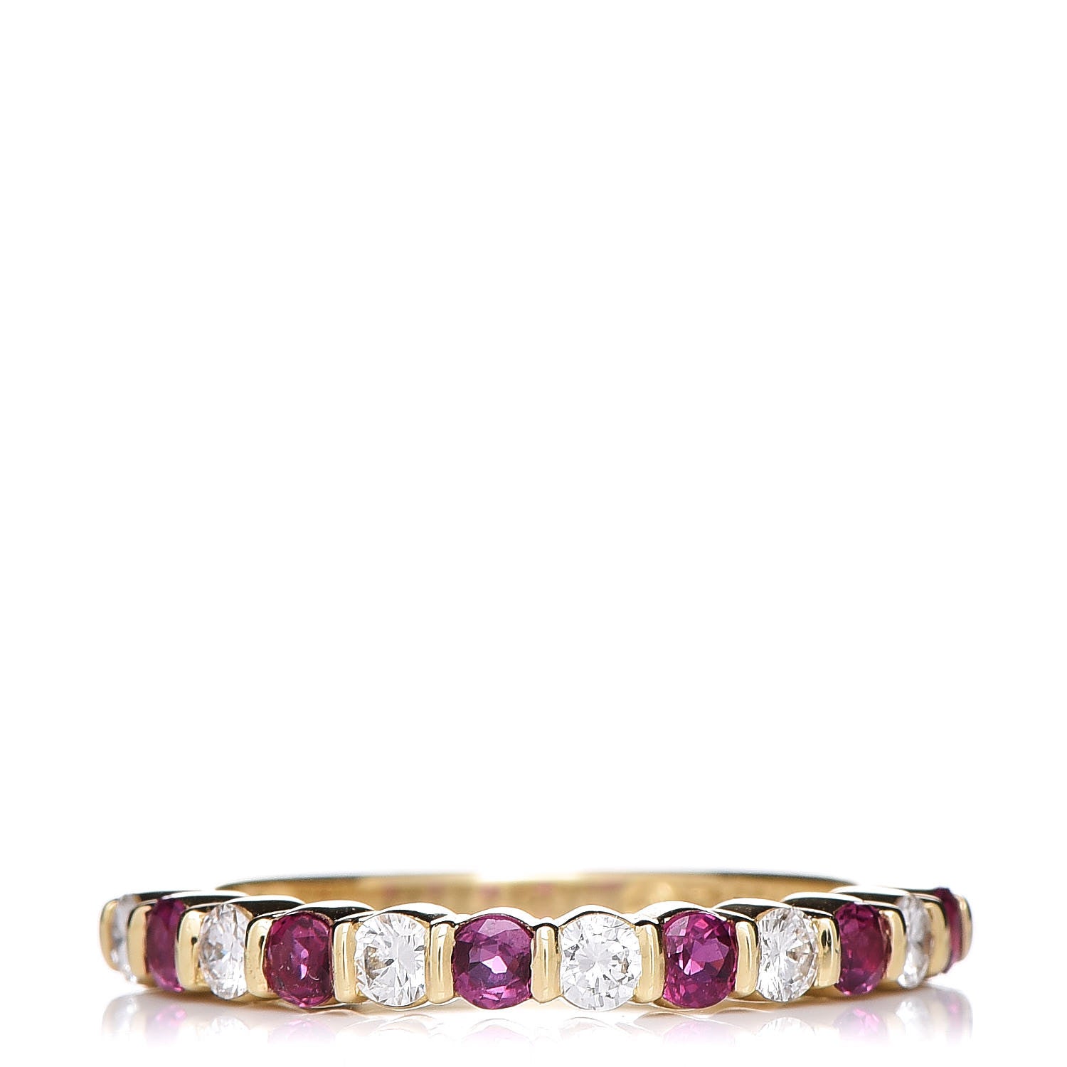 Tiffany 18K Yellow Gold Diamond Ruby Band Ring 48 4.25 1 of 5